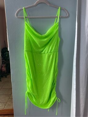 wild fable Neon Green Sequin Cowl Neck Mini Club Dress